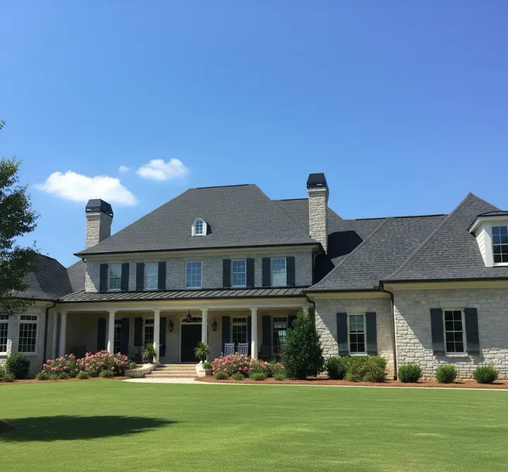 Licensed Alpharetta roofing contractor completing a residential roof replacement with GAF architectural shingles