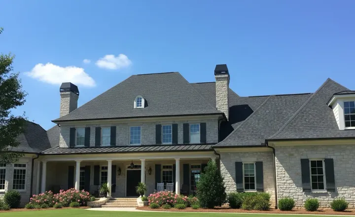 Licensed Alpharetta roofing contractor completing a residential roof replacement with GAF architectural shingles